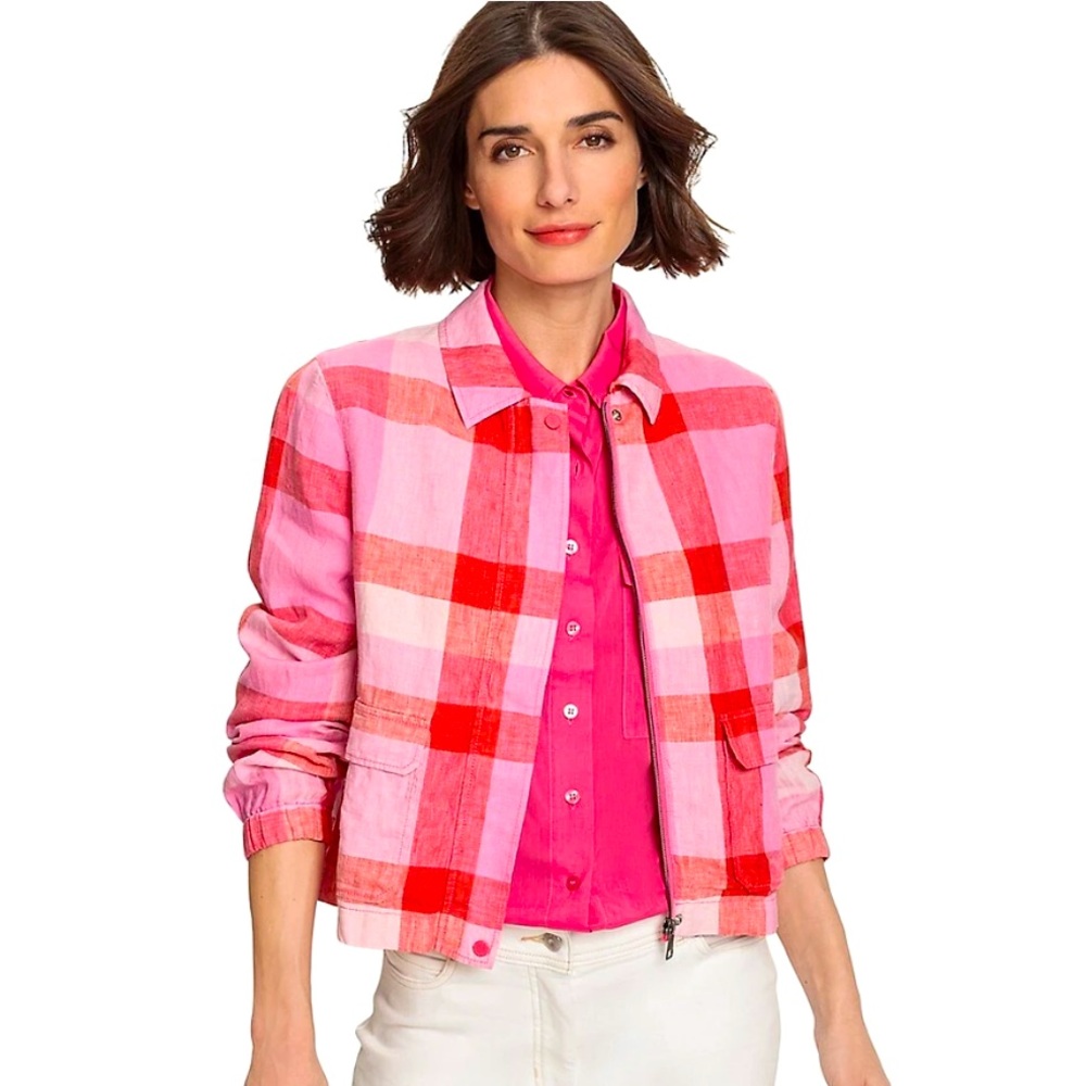 Olsen Plaid Pink and Red Jacket